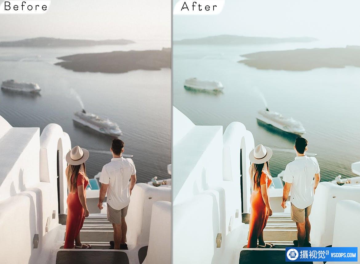 日系清新电影胶片旅拍人像调色LR预设Santorini Lightroom Presets Lightroom预设,效果图3