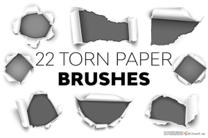 22组高清晰撕纸效果PS笔刷 Torn Paper Brushes