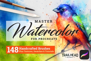 传统真实和自然的水彩画Procreate笔刷可用于iPad和Procreate笔刷