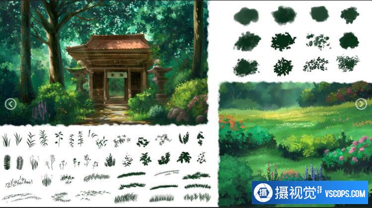 Artstation - 128个草,植物,地面纹理,云和其他Procreate笔刷,用于PS和Procreate插图1