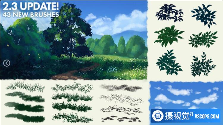 Artstation - 128个草,植物,地面纹理,云和其他Procreate笔刷,用于PS和Procreate插图3