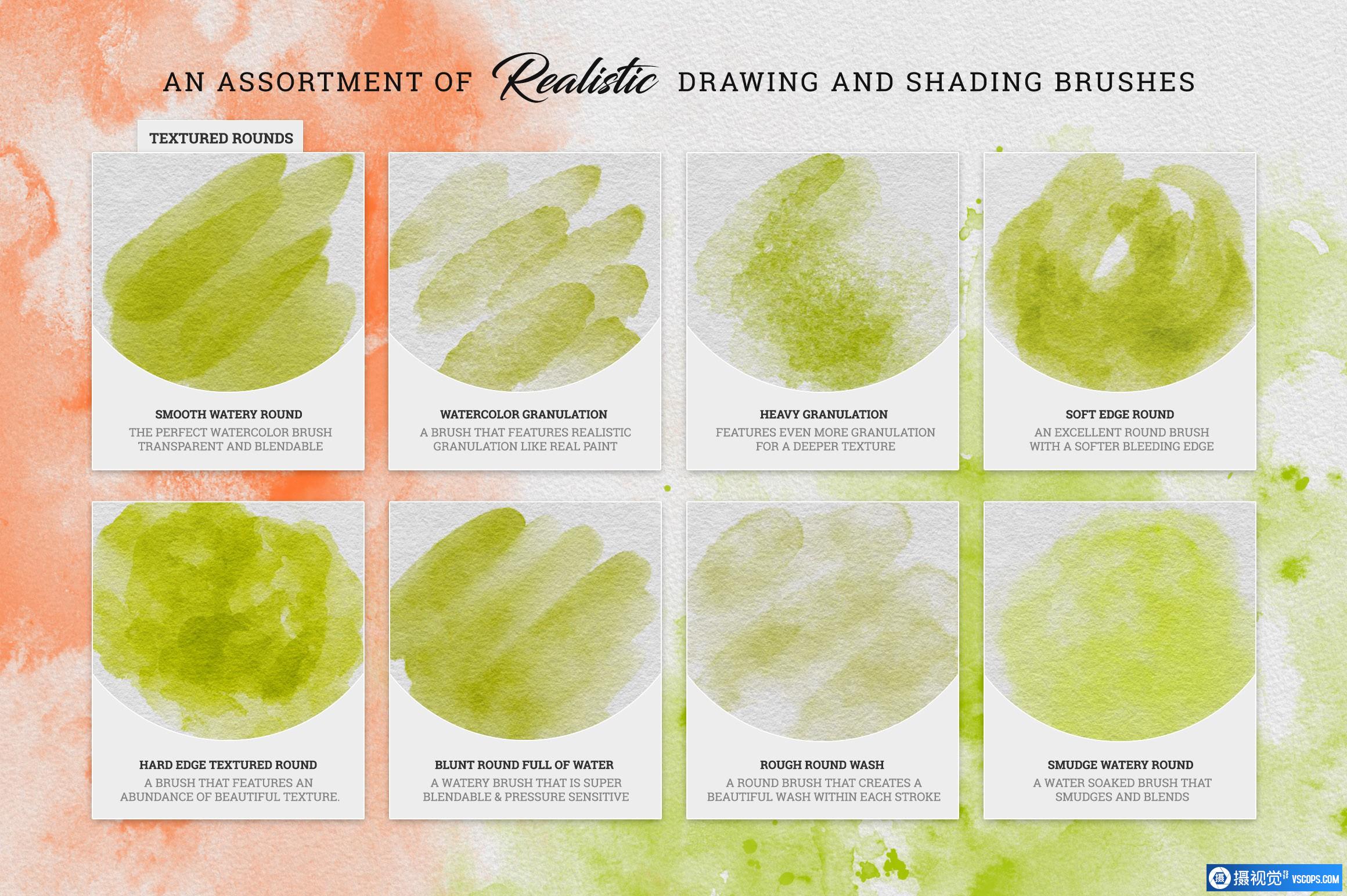 传统真实和自然的水彩画Procreate笔刷可用于iPad和Procreate笔刷插图2