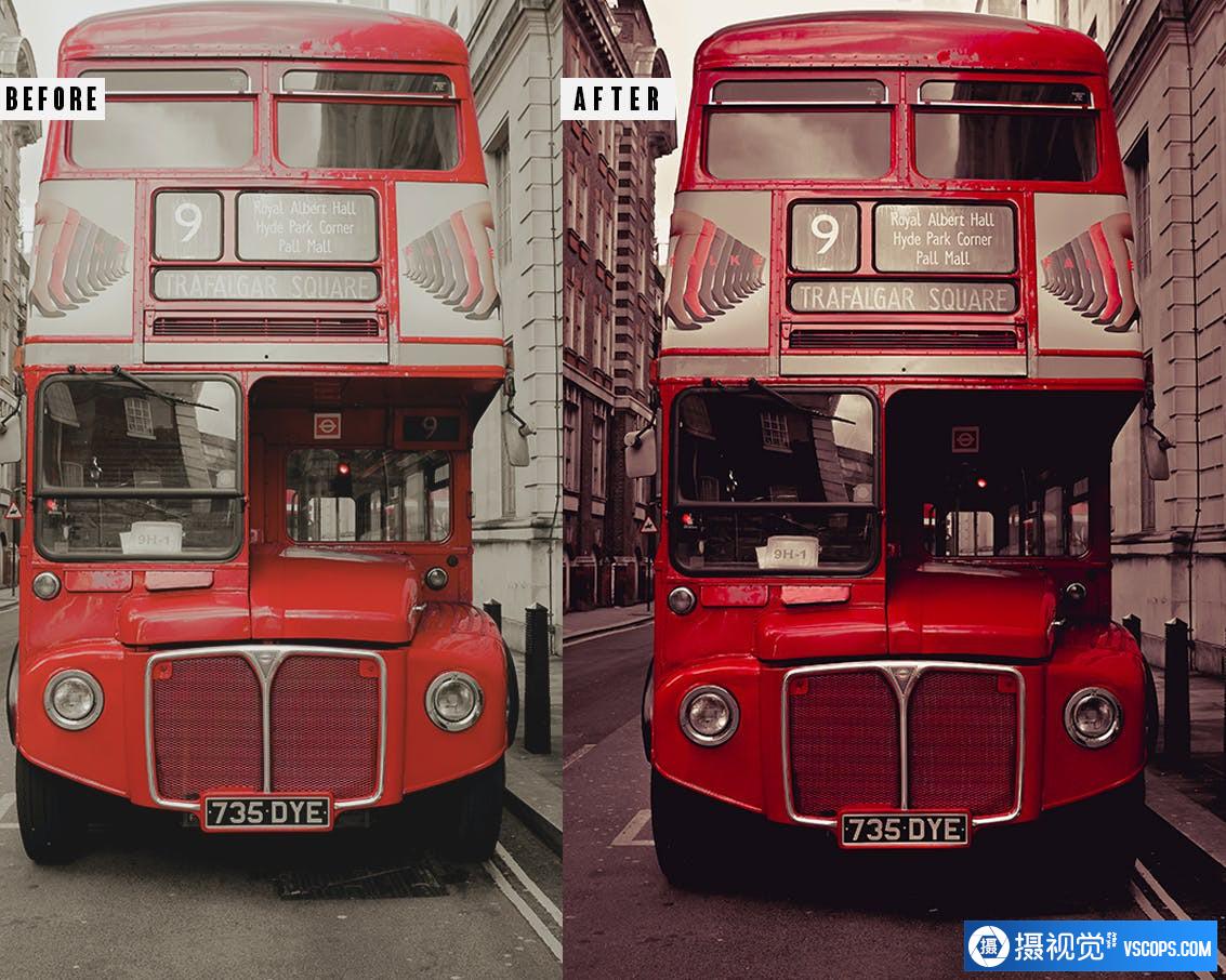 伦敦城市旅拍人文英伦风格Lightroom预设 London Photoshop Action & Lightrom Presets Lightroom预设,效果图2