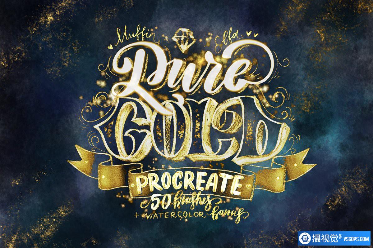 纯金Procreate刷子套装 Pure Gold Procreate Brushset插图