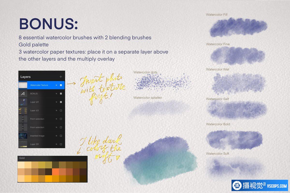 纯金Procreate刷子套装 Pure Gold Procreate Brushset插图5