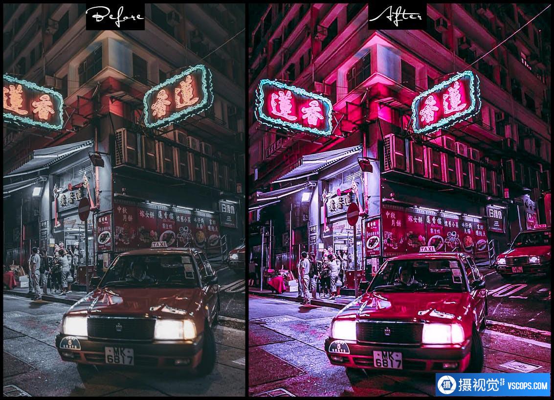 城市夜景赛博朋克风光人像Lightroom预设 Cyberpunk - Photoshop Actions Lightroom Presets Lightroom预设,效果图2