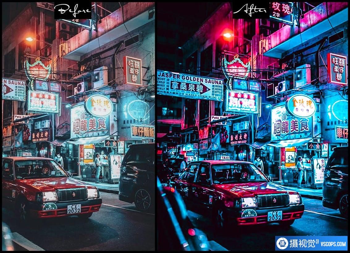 城市夜景赛博朋克风光人像Lightroom预设 Cyberpunk - Photoshop Actions Lightroom Presets Lightroom预设,效果图3