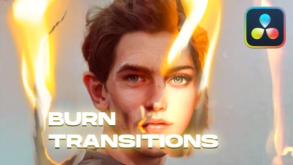 Burn Transitions 烧伤过渡电影烧纸达芬奇火转场 DaVinci Resolve插图