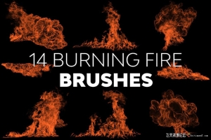 14支燃烧的火焰PS笔刷 Burning Fire Brushes