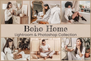 波西米亚风格温暖家庭人像LR预设LUT预设Boho Home Lightroom PS LUTs