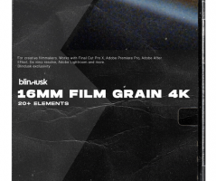 Blindusk - 4K 16mm 电影胶片颗粒叠加合成高清视频素材