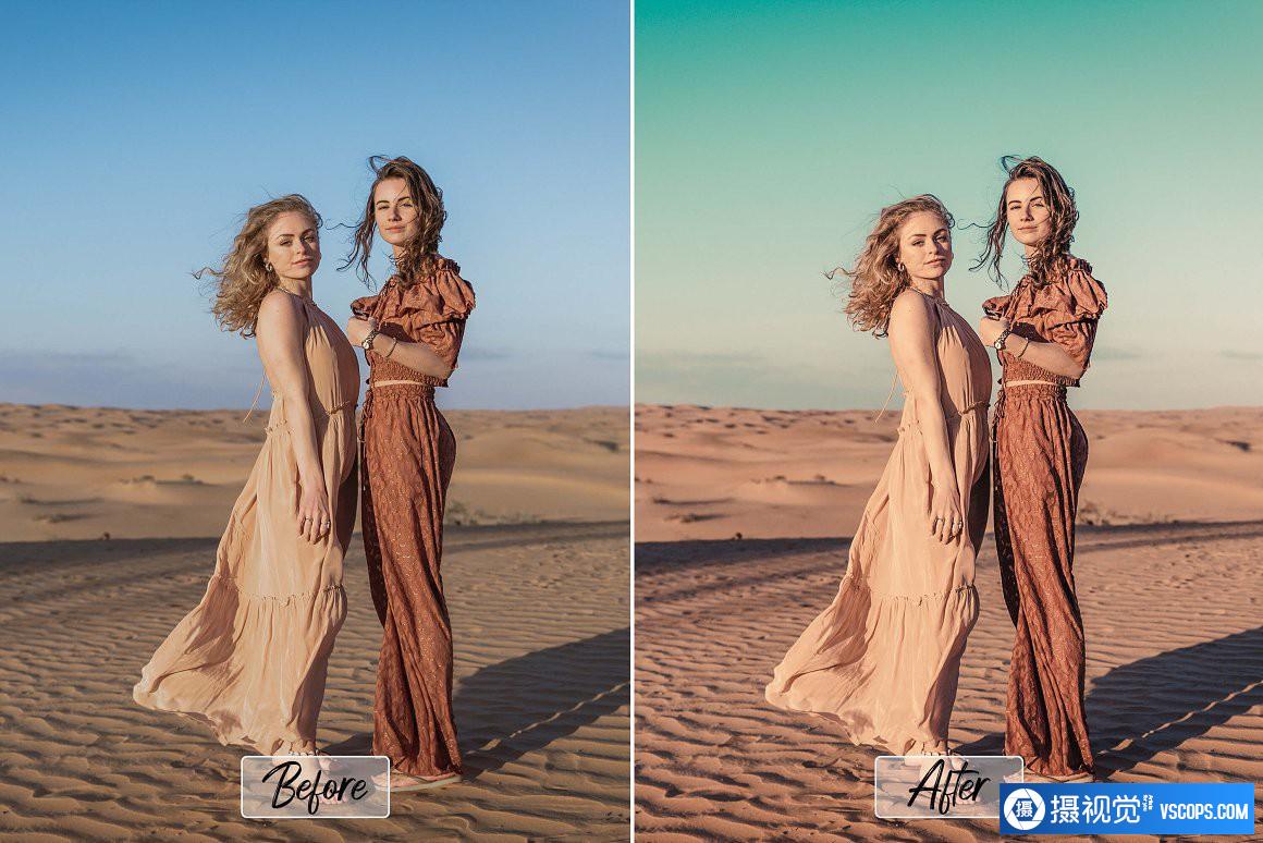 中午阳光沙漠沙丘旅拍后期Lightroom预设10 Pro Desert Lightroom Presets Lightroom预设,效果图2