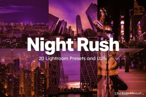城市夜景蒸汽波霓虹灯AI人工智能自适应Lightroom预设及LUT预设