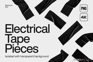 100张4K高清黑色胶带纹理素材 Electrical Duct Tape Textures