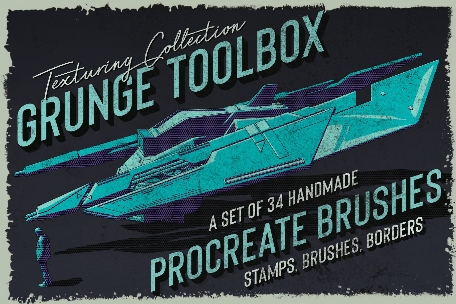 Grunge Toolbox Procreate 画笔 Procreate笔刷iPad垃圾刷纹理画笔插图