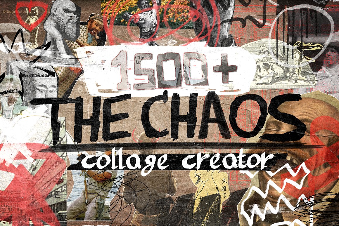 1500+ 撕纸复古报纸纹理手绘字母物体图像涂鸦数字符号免抠素材Anti Design #1 - The Chaos插图