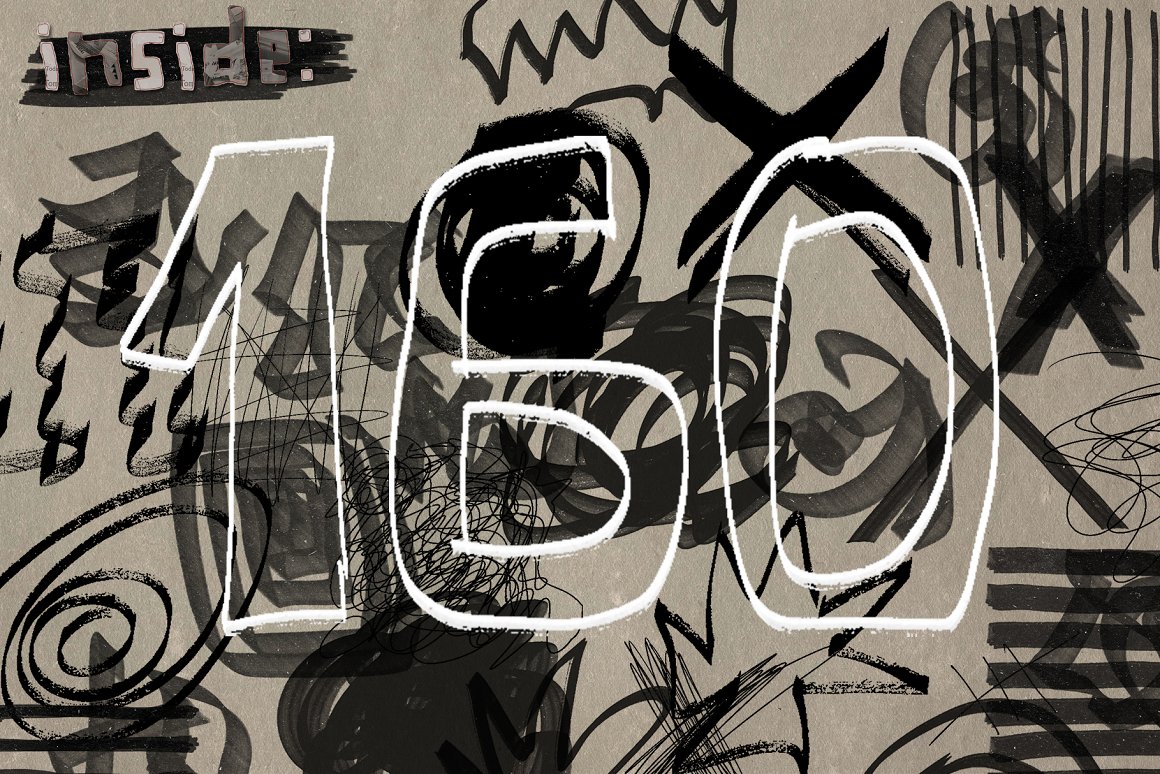 1500+ 撕纸复古报纸纹理手绘字母物体图像涂鸦数字符号免抠素材Anti Design #1 - The Chaos插图5