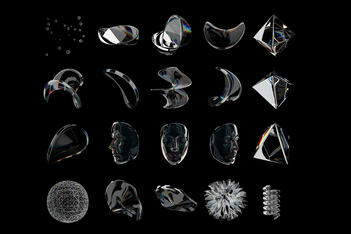 50 种设计透明PNG免抠元素半音阶3d形状彩色形状包 3D Chromatic Shapes Pack插图2
