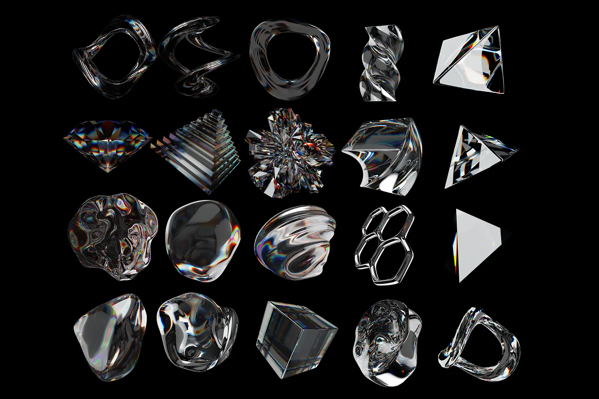 50 种设计透明PNG免抠元素半音阶3d形状彩色形状包 3D Chromatic Shapes Pack插图5