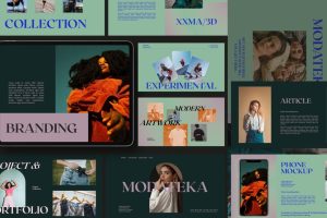 30页现代时尚女性化摄影品牌设计作品集项目策划演示文稿PPT模板 Modateka – Brand Kit Powerpoint