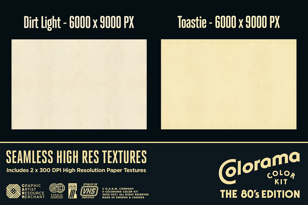 Colorama 颜色套件 - 80 年代版 （Photoshop） 60 种动态调色板 平面3D效果旧纸纹理插图6