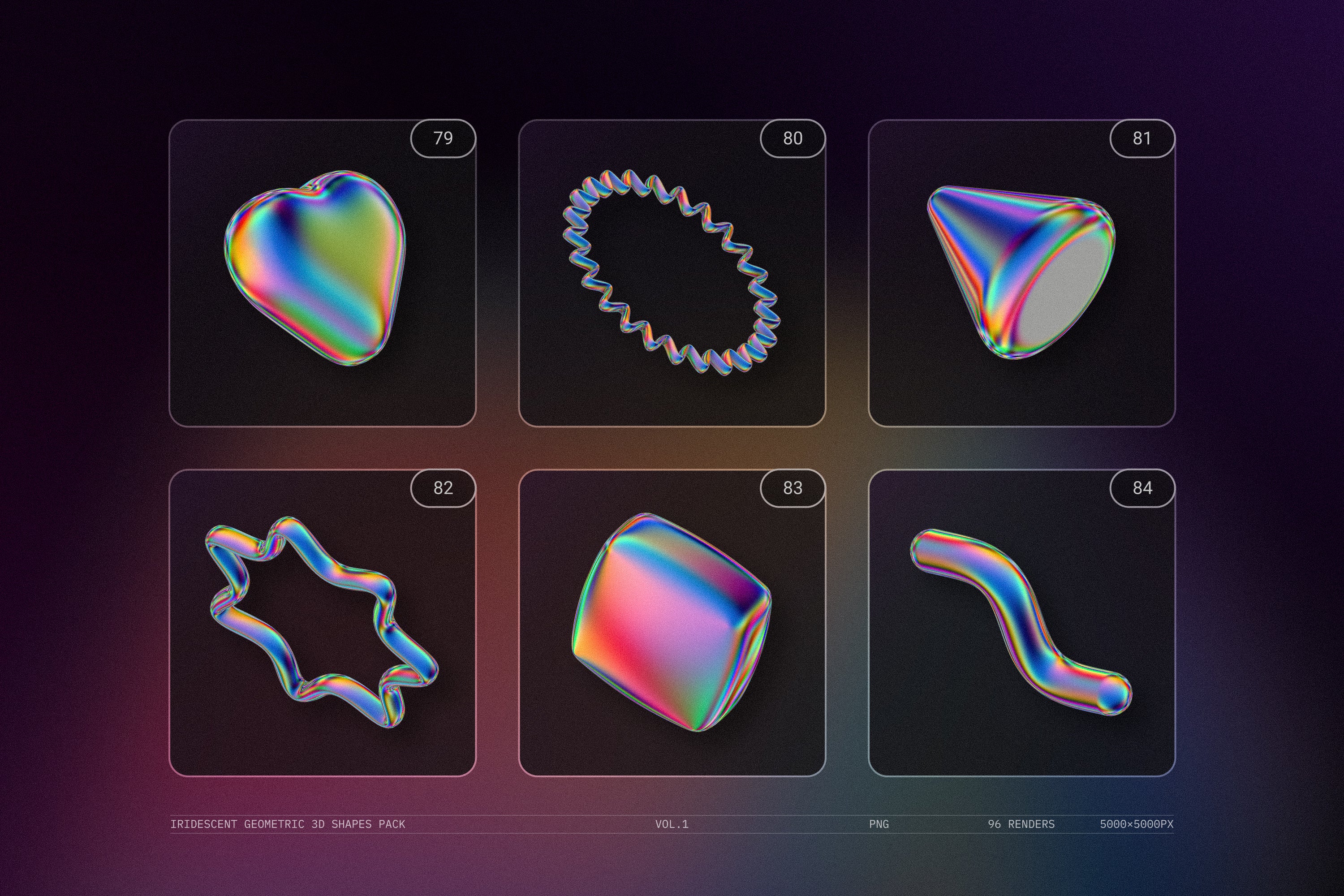 彩虹色几何 3D 形状包 VOL.1 PNG透明免抠素材插图9