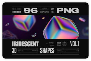 彩虹色几何 3D 形状包 VOL.1 PNG透明免抠素材