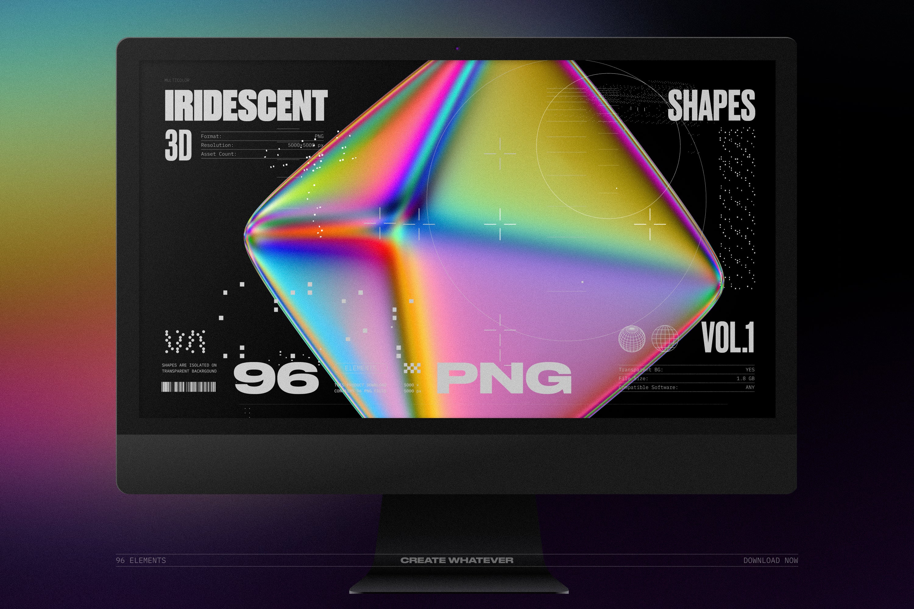 彩虹色几何 3D 形状包 VOL.1 PNG透明免抠素材插图11
