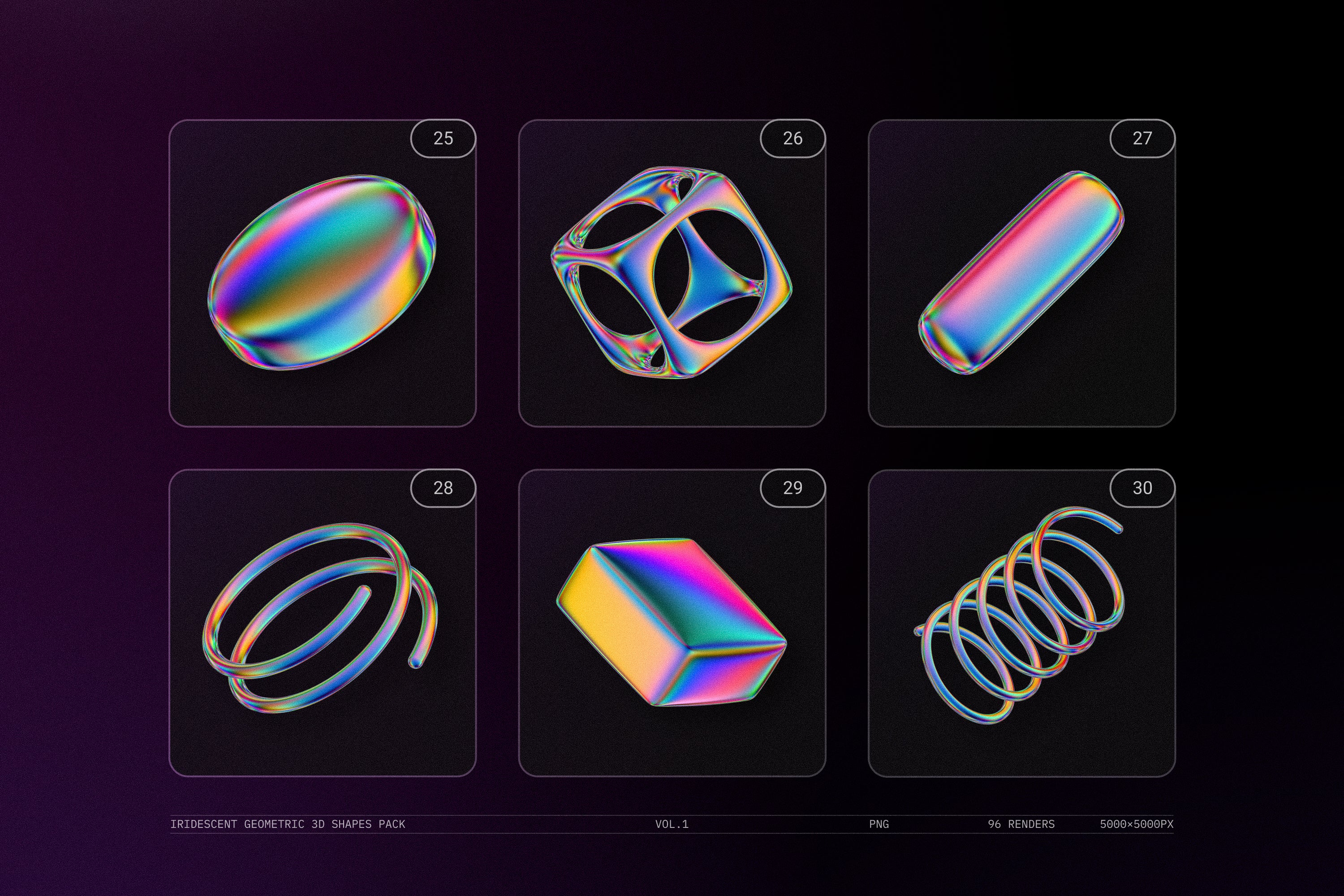 彩虹色几何 3D 形状包 VOL.1 PNG透明免抠素材插图20