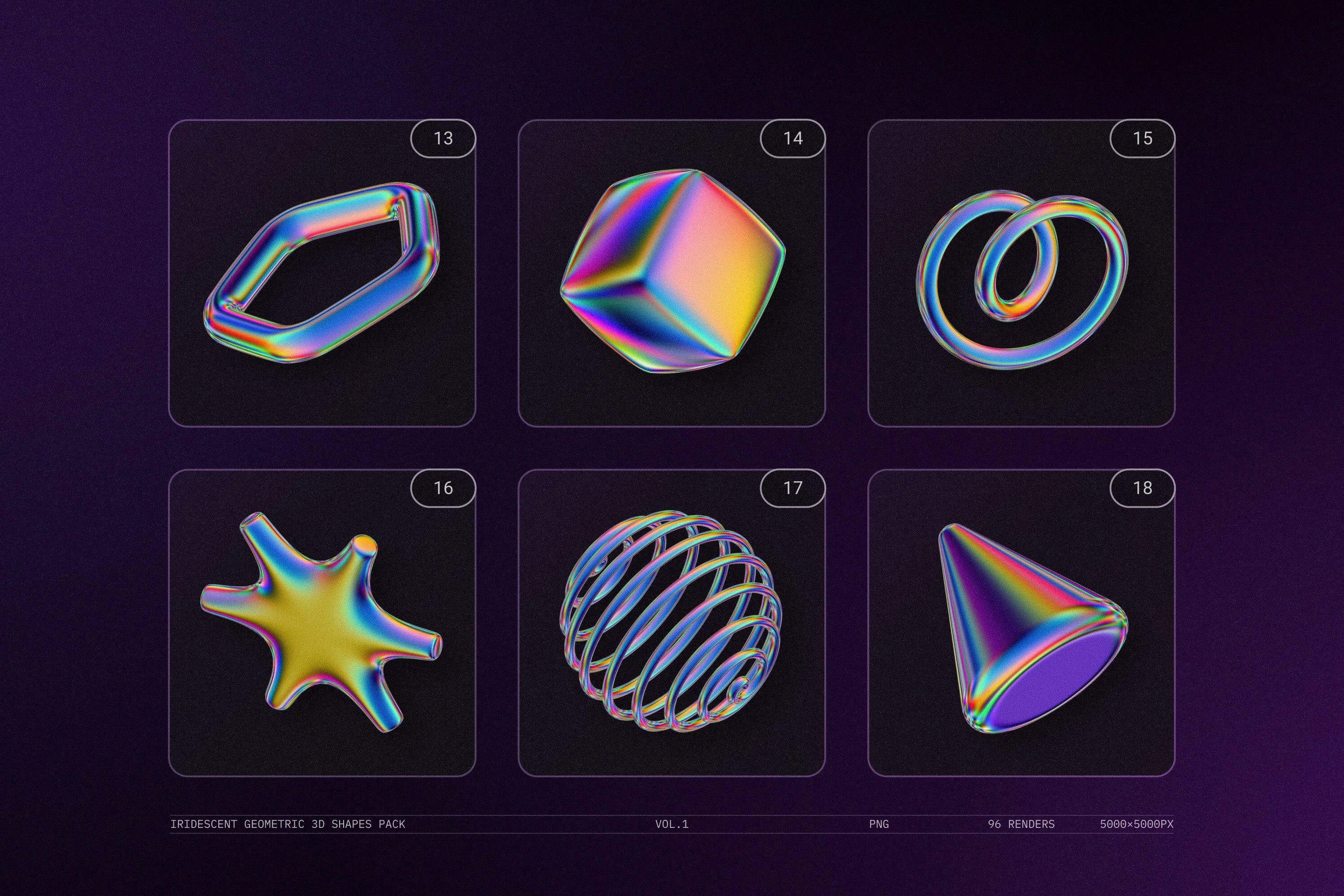 彩虹色几何 3D 形状包 VOL.1 PNG透明免抠素材插图4