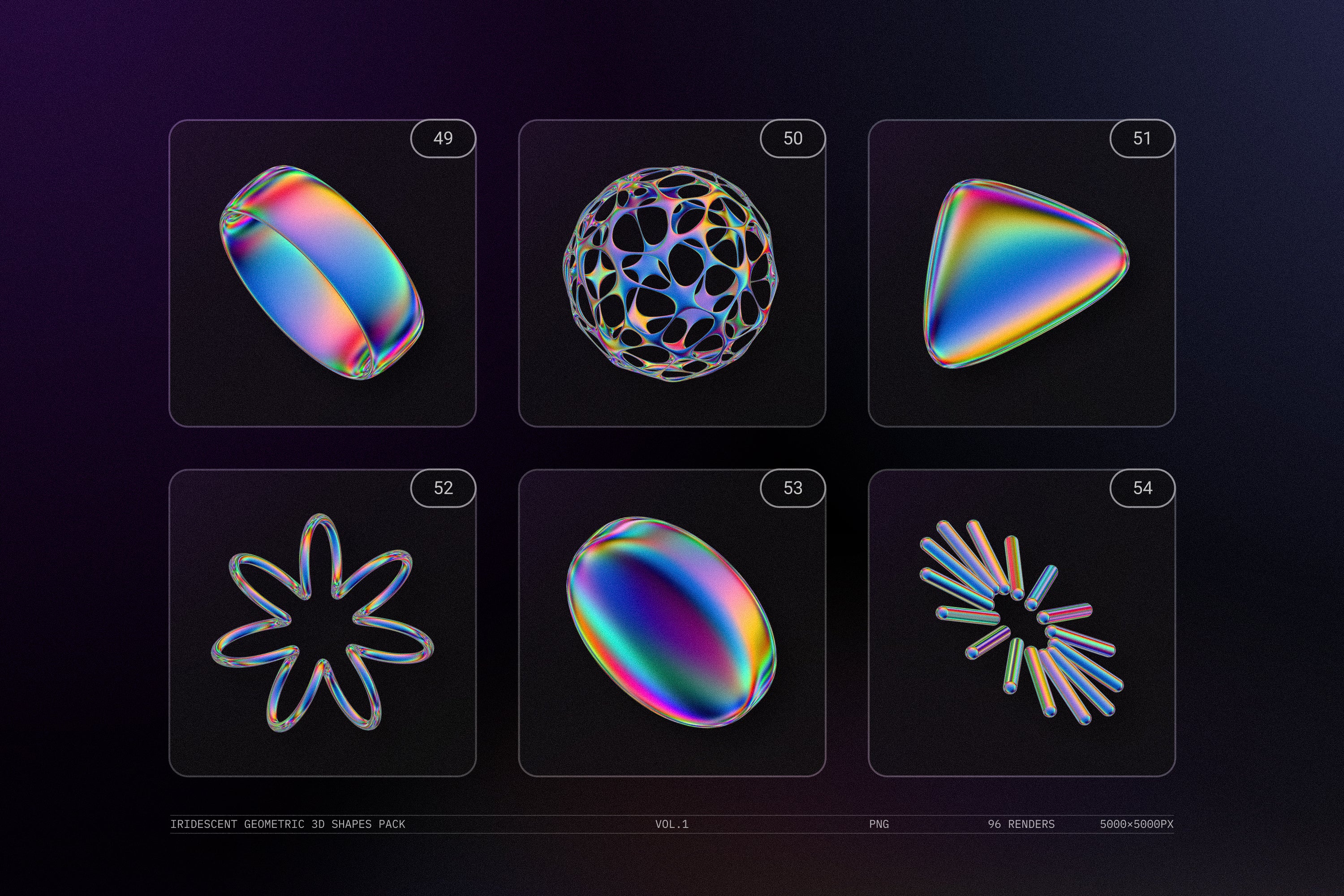 彩虹色几何 3D 形状包 VOL.1 PNG透明免抠素材插图15